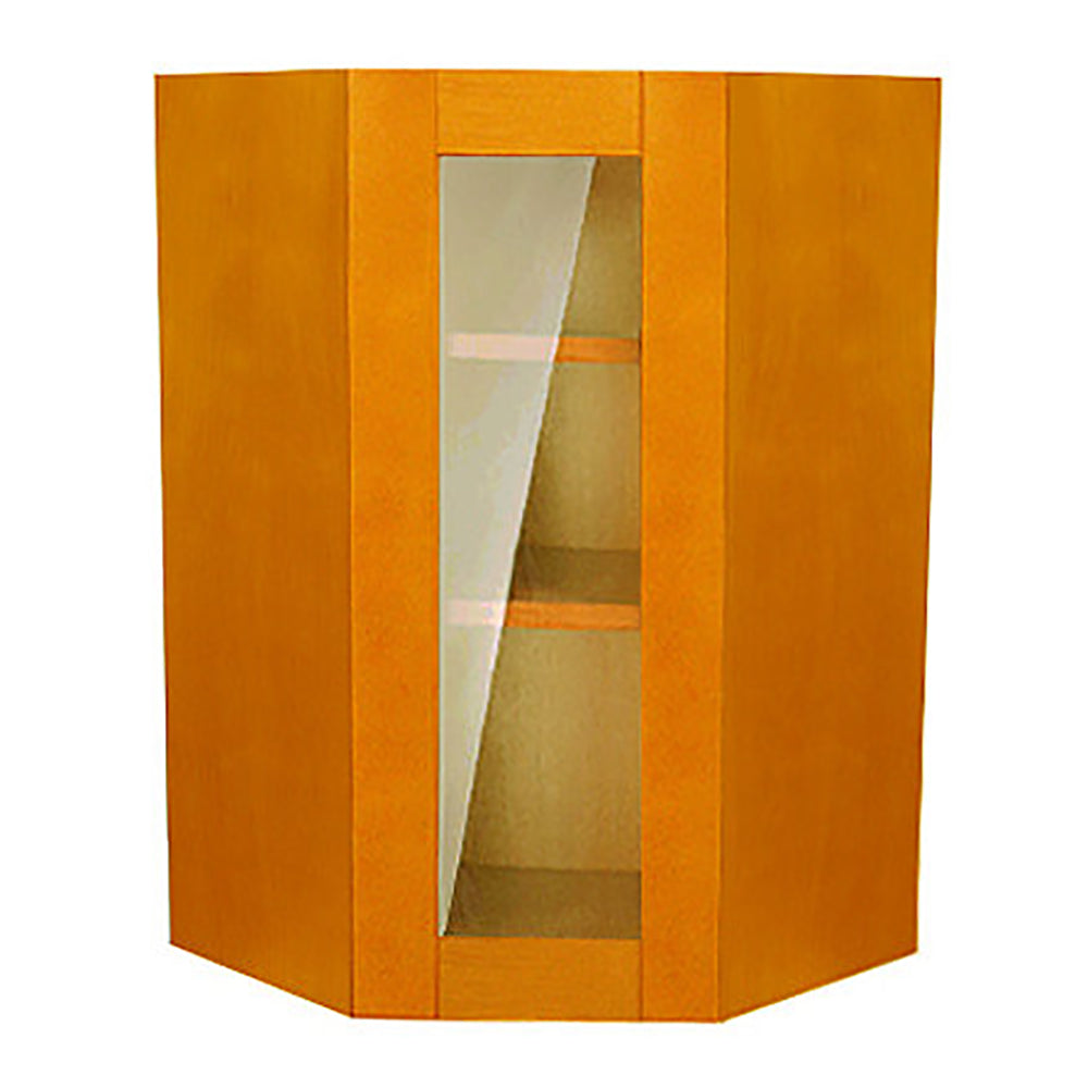 Honey Spice Wall Diagonal Cabinet With Glass Door