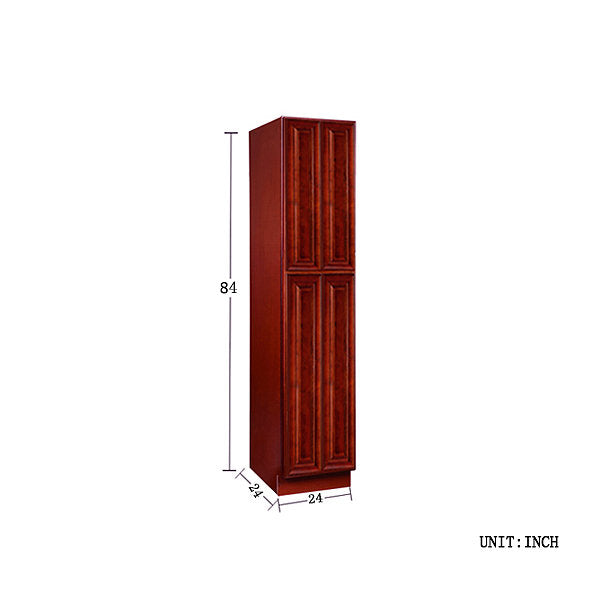 Cherry Maple Pantry Cabinet with Four Doors @