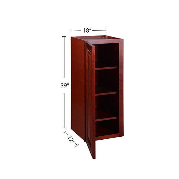 Cherry Maple Single Door Wall Cabinet 12 Deep 39H @