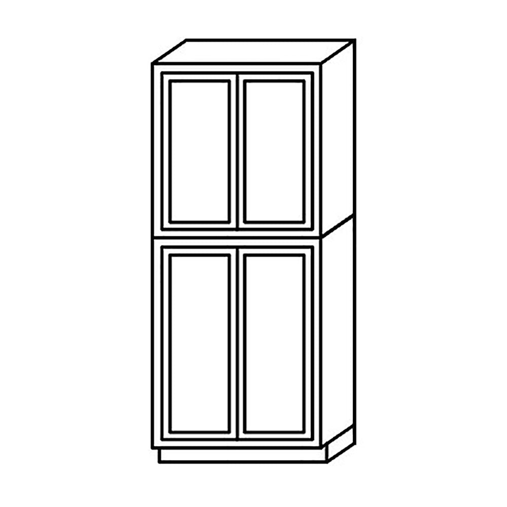 Ivory White Pantry Cabinet with Four Doors@