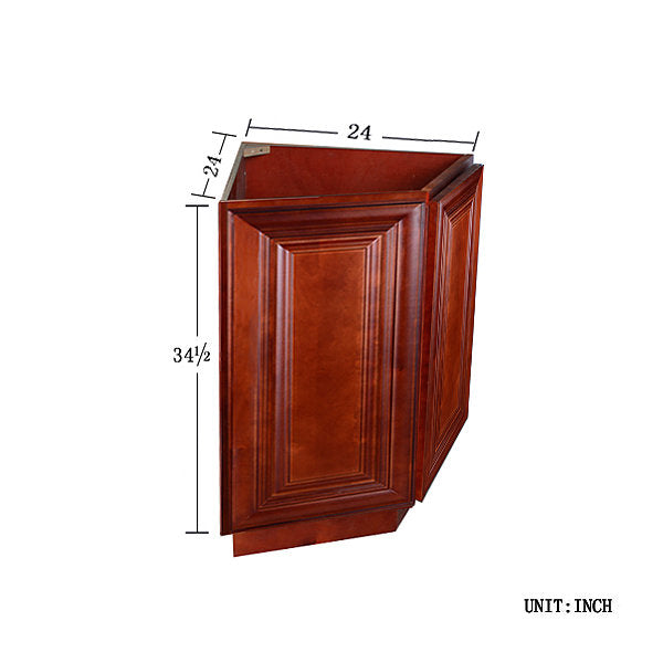 Cherry Maple Base End Angle Cabinet with Two Doors @