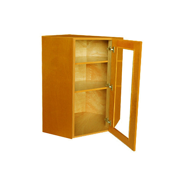 Honey Spice Wall Diagonal Cabinet With Glass Door