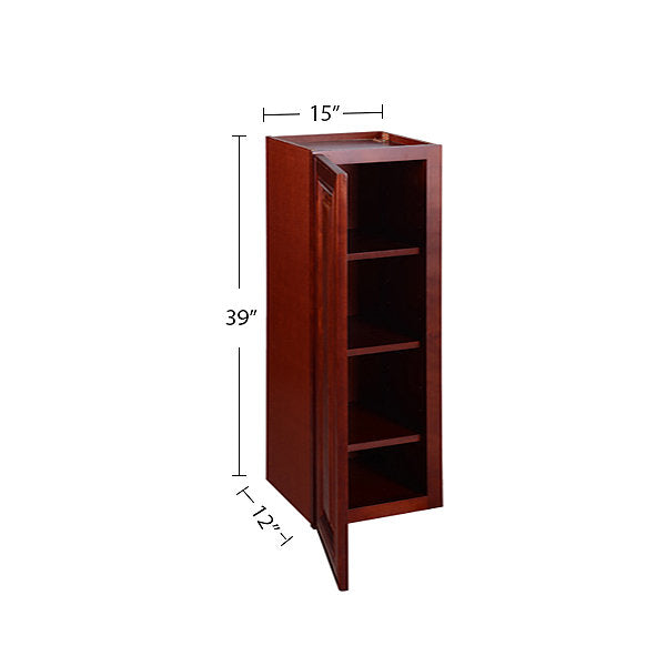 Cherry Maple Single Door Wall Cabinet 12 Deep 39H @