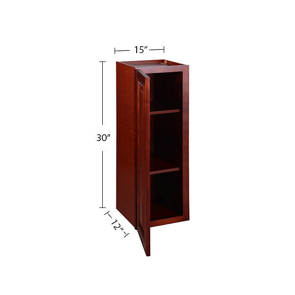 Cherry Maple Single Door Wall Cabinet 12" Deep 30"H @