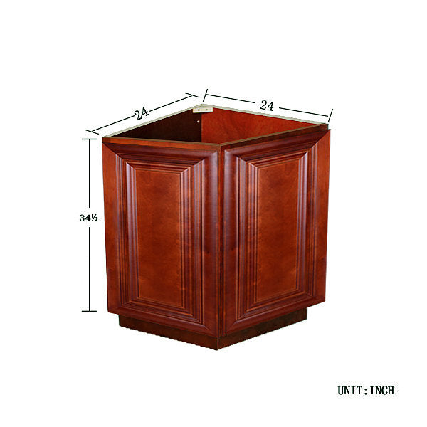 Cherry Maple Base End Angle Cabinet with Two Doors @