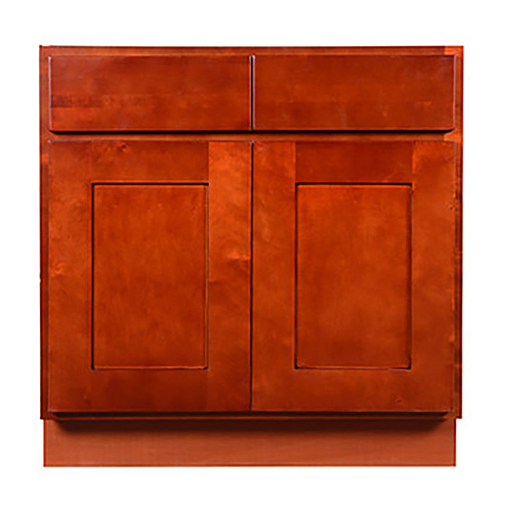 Cherry Shaker Sink Base Cabinet with Two Drawers & Two Doors