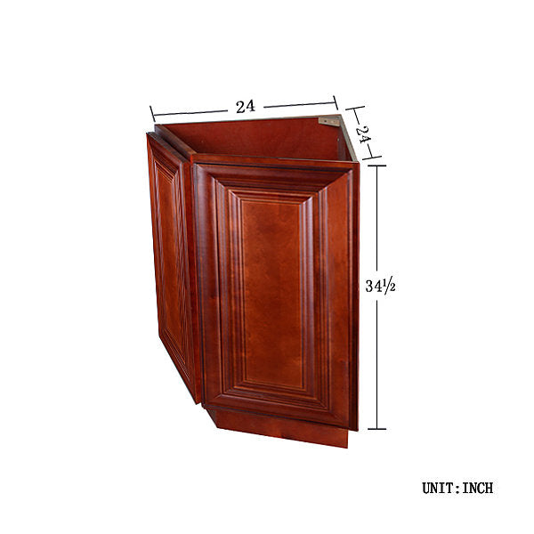 Cherry Maple Base End Angle Cabinet with Two Doors @